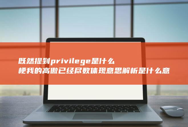 既然提到privilege是什么梗 我的高傲已经尽数体现意思解析是什么意思-次元社