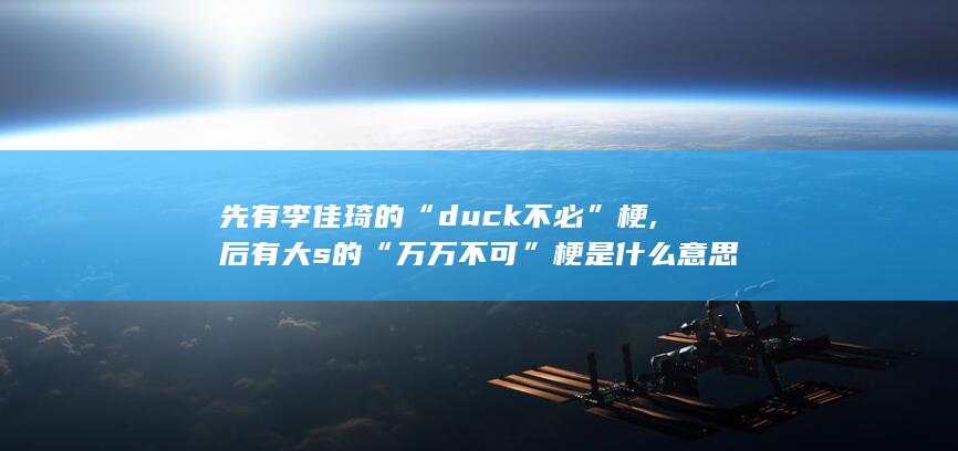 先有李佳琦的“duck不必”梗,后有大s的“万万不可”梗是什么意思-次元社