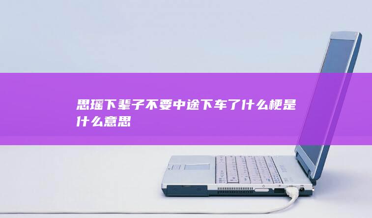 思瑶下辈子不要中途下车了什么梗是什么意思-次元社